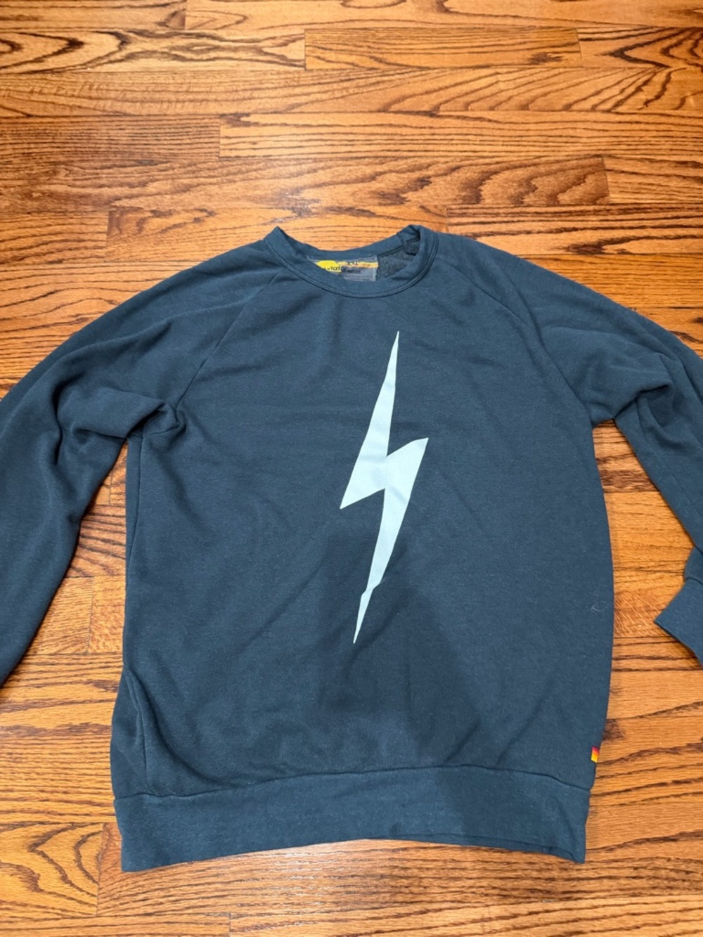 Aviator Nation dark gray Crewneck Sweatshirt with White Lightning Graphic